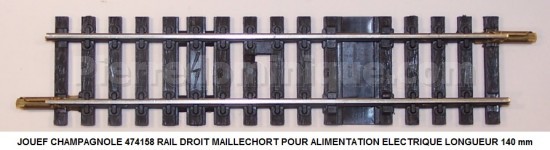 RAIL DROIT MAILLECHORT POUR ALIMENTATION ELECTRIQUE LONGUEUR 140 mm