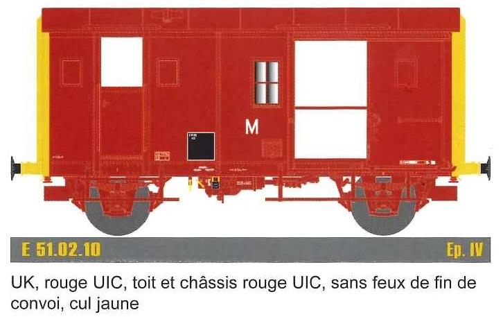 *PROMOS* - FOURGON UK ROUGE UIC M CUL JAUNE SNCF - SANS FEUX DE FIN DE CONVOI