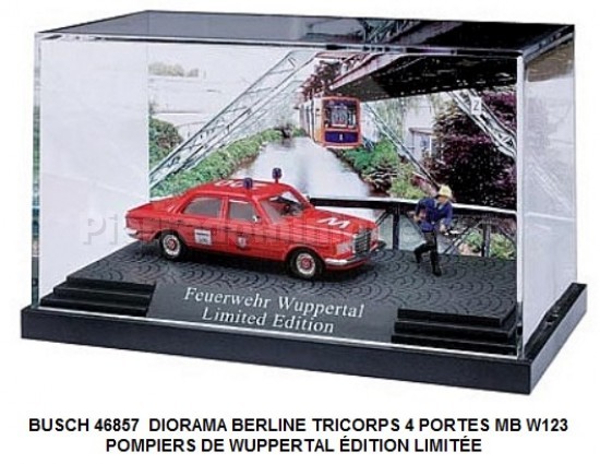 DIORAMA BERLINE TRICORPS 4 PORTES MB W123 POMPIERS DE WUPPERTAL, ÉDITION LIMITÉE
