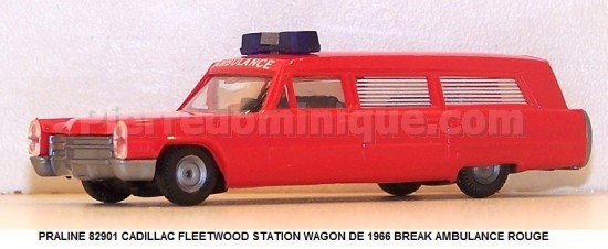 *PROMOS* - CADILLAC FLEETWOOD STATION WAGON DE 1966 BREAK  AMBULANCE ROUGE