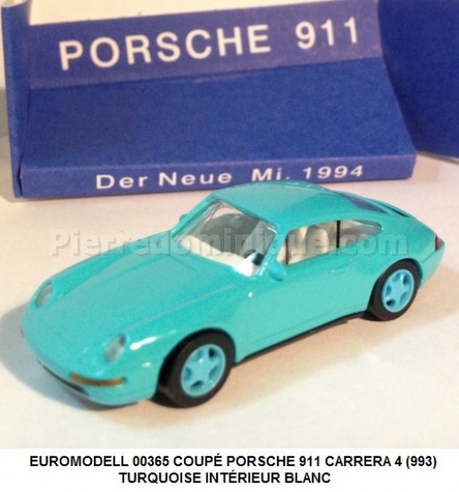 COUPÉ PORSCHE 911 CARRERA 4 (993) TURQUOISE INTÉRIEUR BLANC