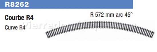 12X RAILS DOUBLE COURBE R4 45° 572mm