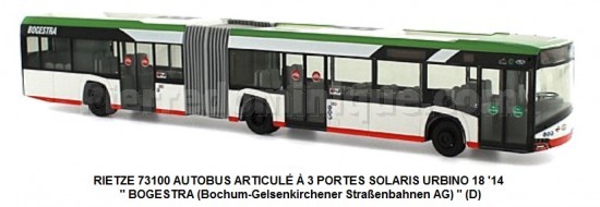 AUTOBUS ARTICULÉ Ã€ 3 PORTES SOLARIS URBINO 18 '14 " BOGESTRA (Bochum-Gelsenkirchener StraÃŸenbahnen AG) " (D)