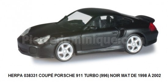  COUPÉ PORSCHE 911 TURBO (996) NOIR MAT DE 1998 Ã€ 2002