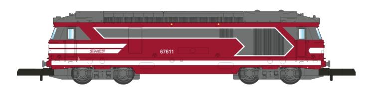 LOCOMOTIVE DIESEL BB 67611 CAPITOLE LOGO NOUILLE SNCF - DIGITAL - AZAR MODELS