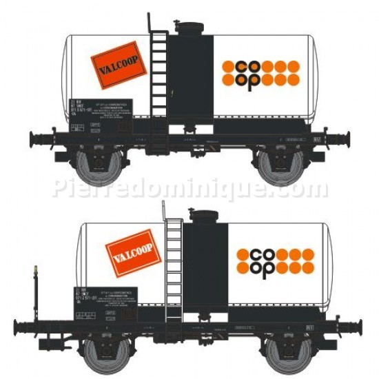 *SOLDES* - COFFRET 2 WAGONS CITERNE TRANSPORT DE LIQUIDES ALIMENTAIRES COOP SNCF