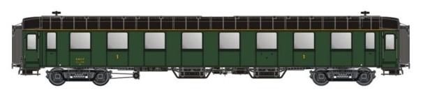 VOITURE VOYAGEURS A8 OCEM RIVETS APPARENTS / VERT 306, TOIT ET CHASSIS NOIR SNCF