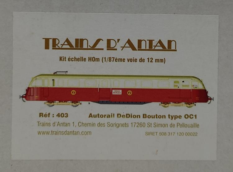 AUTORAIL DEDION BOUTON TYPE OC1 - KIT A MONTER