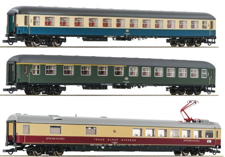 SET DE 3 VOITURES VOYAGEURS D377 HISPANIA EXPRESS HAMBOURG GENEVE LYON AVIGNON PORTBOU DB