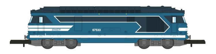 LOCOMOTIVE DIESEL BB 67533 BLEUE LOGO NOUILLE SNCF - ANALOGIQUE - AZAR MODELS