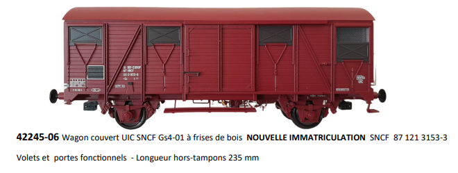 WAGON COUVERT UIC K 87 121 3153 1966-1980  LIVRÉE ROUGE UIC INTÉGRAL MAQUAGES ÉPOQUE IV/V 1966-198 NOUVELLE IMMATRICULATION SNCF – (A RESERVER)