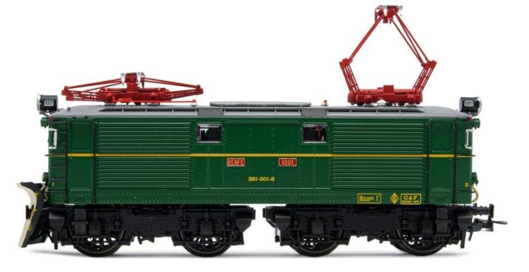 LOCOMOTIVE ELECTRIQUE SERIE 281 RENFE VERT TOIT GRIS AVEC CHASSE NEIGE