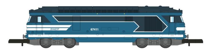 LOCOMOTIVE DIESEL BB 67411 BLEUE LOGO NOUILLE SNCF - DIGITAL - AZAR MODELS